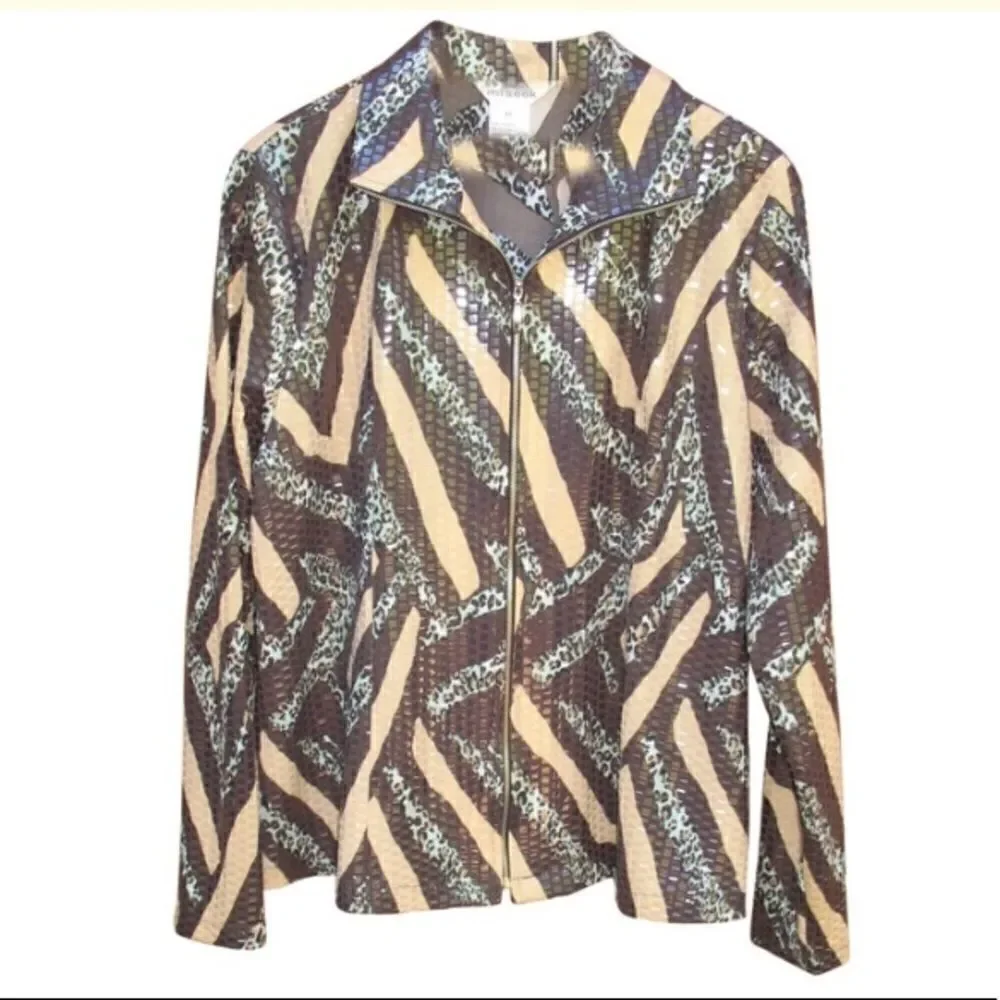 Misook Brown Leopard Sequin Jacket XL